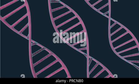 DNA grigio con linea poligonale su sfondo blu. Spazio poligonale bassa poli con punti di collegamento e le linee. Struttura di collegamento. La scienza del vettore sfondo. Illustrazione Vettoriale