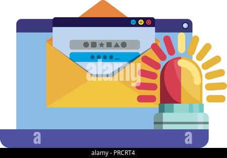 Lo schermo del notebook con la finestra aperta e icona password isolato Illustrazione Vettoriale
