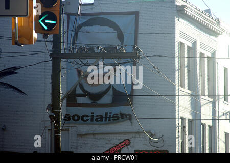 Richmond, VA, USA, 2009. Poster raffigurante il presidente Barack Obama come Joker del film di Batman 'The Dark Knight' con la didascalia 'socialismo'. Foto Stock