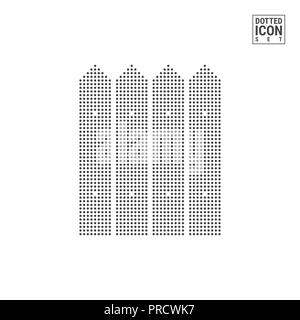 Recinzione modello a punti e la relativa icona. Palizzata Icona punteggiata isolati su sfondo bianco. Illustrazione o il modello di progettazione. Può essere utilizzato per la pubblicità, web e Mobil Foto Stock