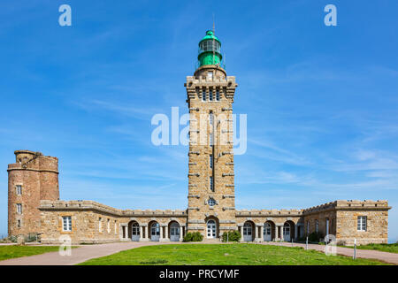 Immagine del faro dal Capo Frehel in Birtanny nel nord della Francia. Foto Stock