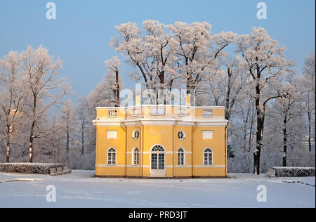 Carskoe Selo, San Pietroburgo, Russia - 17 gennaio 2016: la tomaia Bathhouse Pavilion di Catherine Park. Vista d'inverno. Foto Stock