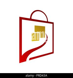 Piazza borsa online shop logo del vettore per il business Illustrazione Vettoriale