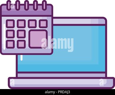 Computer portatile con promemoria calendario illustrazione vettoriale design Illustrazione Vettoriale