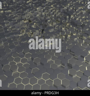 Abstract tecnologico futuristico sfondo esagonale. Il rendering 3D Foto Stock