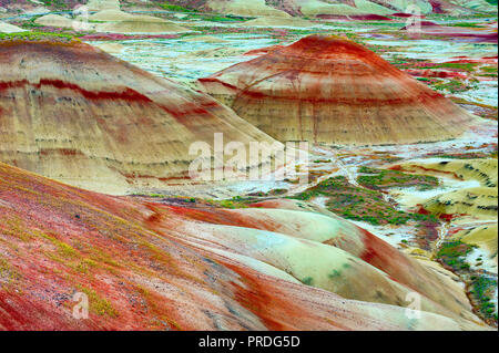 Una delle sette meraviglie di Oregon le colline dipinte a John giorno letto fossile monumento nazionale. Si tratta di strati colorati formata dopo milioni di anni Foto Stock