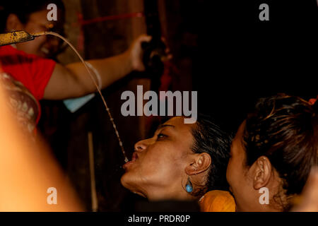 Indra Jatra locale di bere alcol in casa Foto Stock