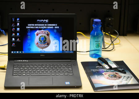 Brasilia, Brasile. 1° ottobre 2018. DF - Brasilia - 10/01/2018 - Apertura del 2018 Elezione Command Center - Lunedì 1 ottobre l elezione di Command Center per le elezioni 2018 dell'Ufficio federale di polizia ha aperto a Brasilia. Foto: Mateus Bonomi / AGIF Credito: AGIF/Alamy Live News Foto Stock