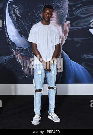 Westwood, CA, Stati Uniti d'America. 1 Ott 2018. 01 Ottobre 2018 - Westwood, California - Isaac Bonga. ''Venom " Los Angeles Premiere detenute al Regency Village Theatre. Photo credit: Birdie Thompson/AdMedia Credito: Birdie Thompson/AdMedia/ZUMA filo/Alamy Live News Foto Stock