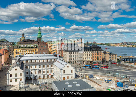 Stoccolma, Svezia - Luglio 1, 2018 : Vista della città di Stoccolma visto dall'alto livello di Katarina ascensore torre Foto Stock