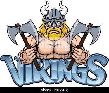 Viking Warrior mascotte sportive Illustrazione Vettoriale