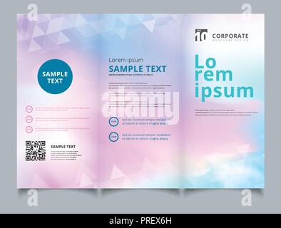 Modello di layout opuscolo design bianco astratta geometrica triangoli su sfondo olografica. È possibile utilizzare per il foglio, flyer, relazione annuale, stampa. Ve Illustrazione Vettoriale