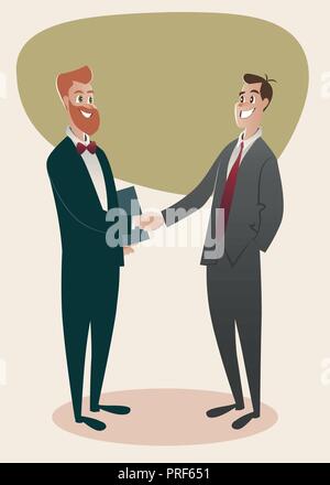 Due imprenditori stringono le mani. Vettore di cartoon Illustrazione Vettoriale