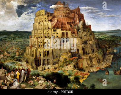 Torre di Babele 1563 Pieter Bruegel (anche Brueghel) Il Sambuco ( 1525-1530 -1569) era il più significativo di un artista olandese e fiamminga pittore rinascimentale, Belgio, belgi e olandesi, i, Paesi Bassi. Foto Stock