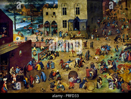 Giochi per bambini 1560 Pieter Bruegel (anche Brueghel) Il Sambuco ( 1525-1530 -1569) era il più significativo di un artista olandese e fiamminga pittore rinascimentale, Belgio, belgi e olandesi, i, Paesi Bassi. Foto Stock