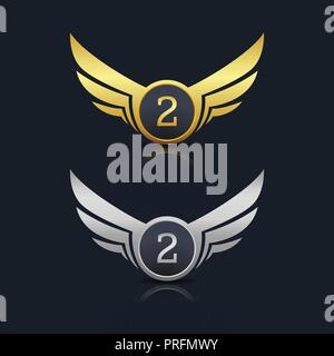 Ali Numero di schermo 2 Modello di Logo Illustrazione Vettoriale