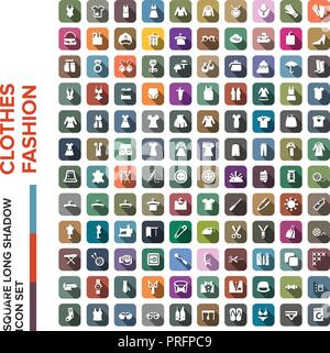 Set di vestiti icone della moda. Collezione di design piatto elementi. Illustrazione Vettoriale. Illustrazione Vettoriale
