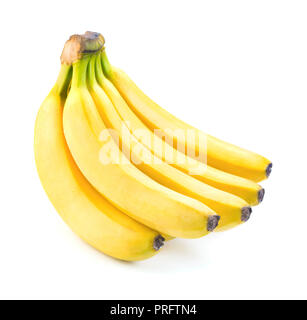 Mazzetto di banana matura fresca frutta isolato su sfondo bianco Foto Stock