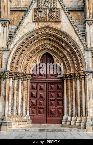 Ingresso al Monastero di Batalha, patrimonio culturale mondiale dell Unesco, Portogallo Foto Stock