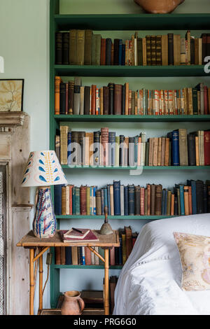 Librerie e lampada in cottage, una volta casa di Virgina Wolfe Foto Stock