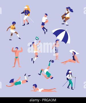 Gruppo di persone che praticano sport illustrazione vettoriale design Illustrazione Vettoriale