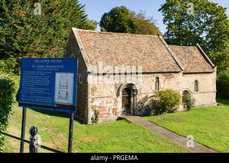 La parte esterna del Lebbroso Cappella di Santa Maria Maddalena cappella medievale, Cambridge, Regno Unito Foto Stock