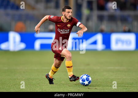 Roma, Italia. Il 2 ottobre, 2018. Alessandro Florenzi di Roma durante la UEFA Champions League match tra Roma e FC Viktoria Plzen allo Stadio Olimpico di Roma, in Italia il 2 ottobre 2018. Foto di Giuseppe mafia. Solo uso editoriale, è richiesta una licenza per uso commerciale. Nessun uso in scommesse, giochi o un singolo giocatore/club/league pubblicazioni. Credito: Giuseppe Maffia/Alamy Live News Foto Stock