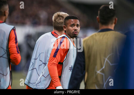 Sinsheim (Germania). 2 Ottobre, 2018. Gabriel Gesù, visto in piedi durante la UEFA Champions League gruppo F partita di calcio tra TSG 1899 Hoffenheim e Manchester City al Rhein-Neckar-Arena. Credito: Elyxandro Cegarra SOPA/images/ZUMA filo/Alamy Live News Foto Stock