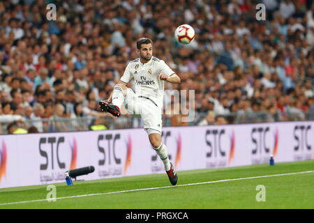 Madrid, Spagna. 29Sep, 2018. Nacho (reale) Calcio/Calcetto : spagnolo "La Liga Santander' match tra il Real Madrid CF 0-0 Atletico de Madrid al Santiago Bernabeu di Madrid in Spagna . Credito: Mutsu Kawamori/AFLO/Alamy Live News Foto Stock