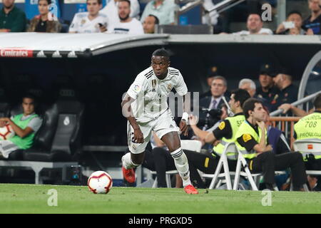 Madrid, Spagna. 29Sep, 2018. Vinicius (reale) Calcio/Calcetto : spagnolo "La Liga Santander' match tra il Real Madrid CF 0-0 Atletico de Madrid al Santiago Bernabeu di Madrid in Spagna . Credito: Mutsu Kawamori/AFLO/Alamy Live News Foto Stock