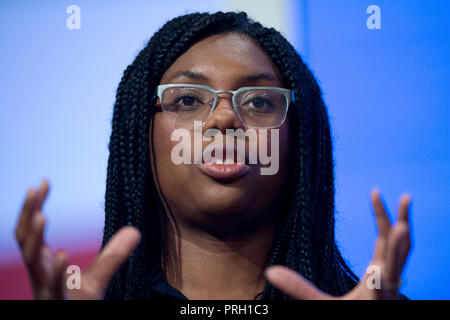 Birmingham, Regno Unito. Il 3 ottobre 2018. Kemi Badenoch MP, Vice Presidenti per i candidati, parla al congresso del Partito Conservatore di Birmingham. © Russell Hart/Alamy Live News. Foto Stock