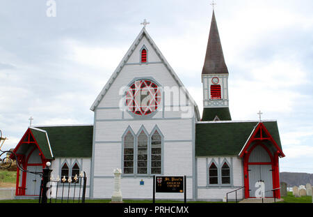 Città di Trinity. Trinità è una piccola città situata sulla Trinity Bay in Terranova e Labrador, Canada. San Paolo Chiesa anglicana Foto Stock