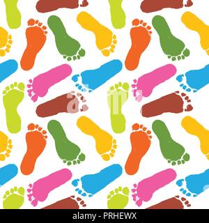 Vernice umana di footprint pattern sfondo colorato Illustrazione Vettoriale