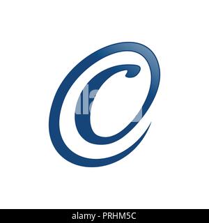 C iniziale Blue Circle Lettermark simbolo vettore Logo grafico del modello di progettazione Illustrazione Vettoriale