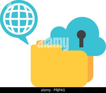 Il cloud computing mondo grande sicurezza dei dati Illustrazione Vettoriale