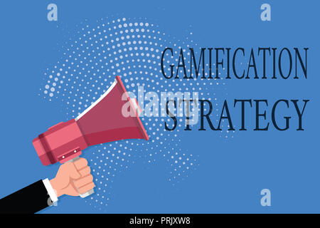 Parola di scrittura di testo â€oegamificationâ€ strategia. Il concetto di business per utilizzare le ricompense per la motivazione integrare la meccanica di gioco. Foto Stock