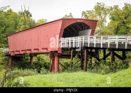 La storica Roseman ponte coperto, Winterset, Madison County, Iowa, USA Foto Stock