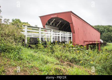 La storica Roseman ponte coperto, Winterset, Madison County, Iowa, USA Foto Stock