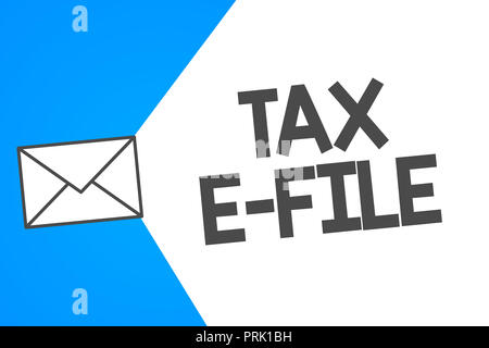 La grafia Imposta testo e file. Concetto di sistema di significato la presentazione di documenti fiscali a US Internal Revenue Service. Foto Stock