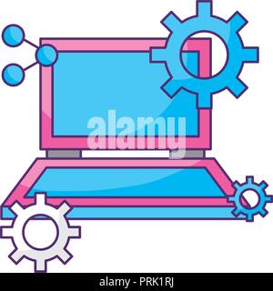 Computer portatile marce Impostazione della memorizzazione dei dati Illustrazione Vettoriale