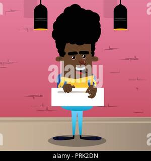 Scolaro zippare un banner. Vector personaggio dei fumetti illustrazione. Illustrazione Vettoriale
