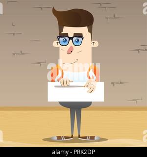 Scolaro zippare un banner. Vector personaggio dei fumetti illustrazione. Illustrazione Vettoriale