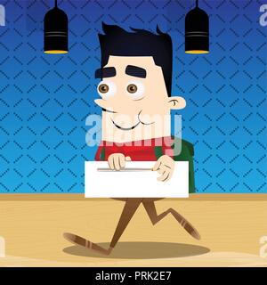 Scolaro zippare un banner. Vector personaggio dei fumetti illustrazione. Illustrazione Vettoriale