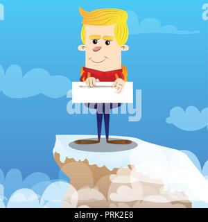 Scolaro zippare un banner. Vector personaggio dei fumetti illustrazione. Illustrazione Vettoriale