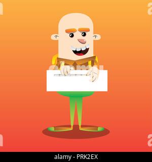 Scolaro zippare un banner. Vector personaggio dei fumetti illustrazione. Illustrazione Vettoriale