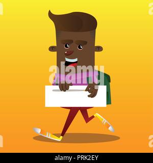 Scolaro zippare un banner. Vector personaggio dei fumetti illustrazione. Illustrazione Vettoriale