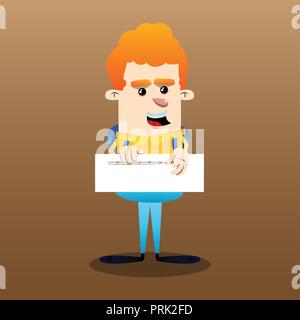 Scolaro zippare un banner. Vector personaggio dei fumetti illustrazione. Illustrazione Vettoriale