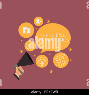 Segno di testo che illustra le strategie più efficaci. Foto concettuale del suono lo schema tattico potente le decisioni operative. Foto Stock