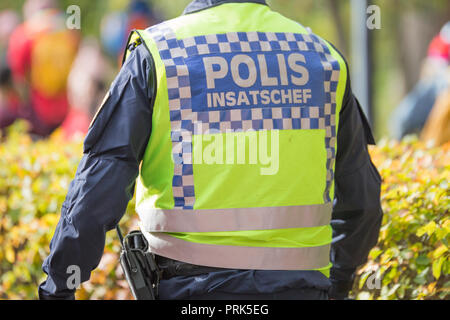 La polizia svedese task force commander con giubbotto. Foto Stock