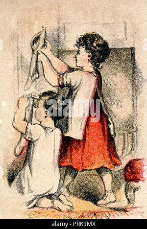 Le calze sono state appese per il camino con cura Foto Stock